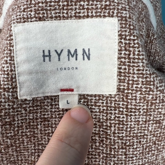 Hymn London Brown and White Thick Button Down Long Sleeve Shirt Large - Picture 8 of 9